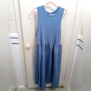 Old Navy women's plus size 4x blue ribbed tank dress with pockets.